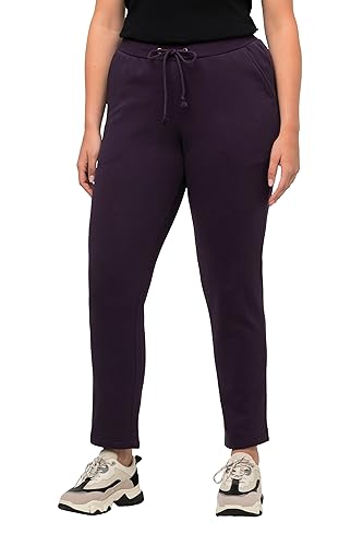 Ulla Popken Damskie spodnie dresowe, przytulnie miękka strona wewnętrzna, elastyczny ściągacz, ciemny fiolet, 58-60 duże rozmiary