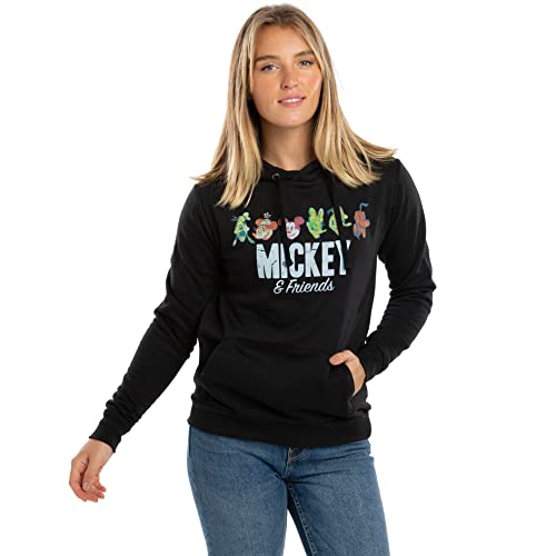 DISNEY Damska bluza z kapturem Mickey & Friends retro, czarna, L