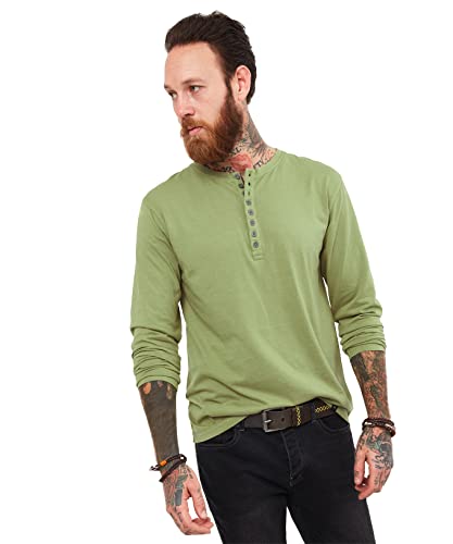 Joe Browns Klasyczna koszulka męska z długim rękawem zapinana na guziki Henley, Khaki, L