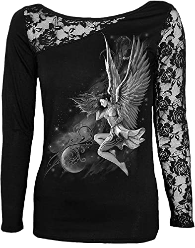 Spiral - Lucid Dreams - Koronkowy top na jedno ramię, czarny, Czarny, XL