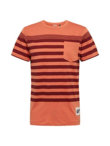 G-STAR RAW Męski t-shirt Vacation Stripe Pocket Straight, wielokolorowy (Langoustino Pink/Bright Russet Ao 336-b317), S