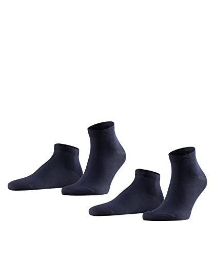 FALKE Mężczyźni Skarpety do trampek Happy 2-Pack M SN Bawełna krótkie jednokolorowe 2 Pak, Niebieski (Dark Navy 6375), 43-46