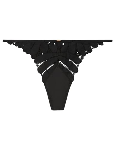 Women'secret Stringi Pasek Haft Koronka Czarny, czarny, XL