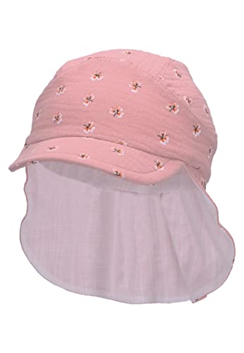 Sterntaler Unisex dziecięca czapka z daszkiem z szyją w kwiaty czapka dziecięca, delikatny róż, 47