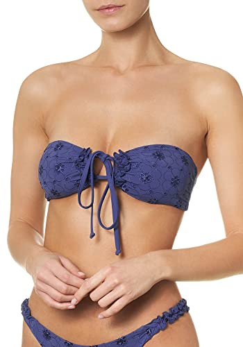 goldenpoint Bikini damski kostium kąpielowy, biustonosz bandeau z falbankami Sangallo, niebieski, 85B