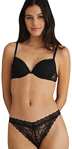 Women'secret Biustonosz Klasyczny Koronka, Czarny, 90B