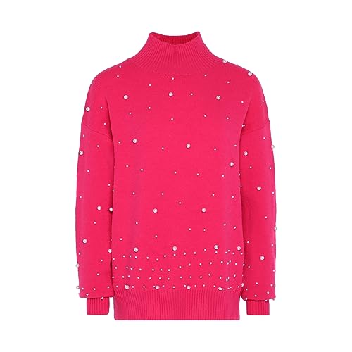 faina Damski sweter z cekinami, elegancki sweter akrylowy różowy rozmiar M/L, Rosa, M