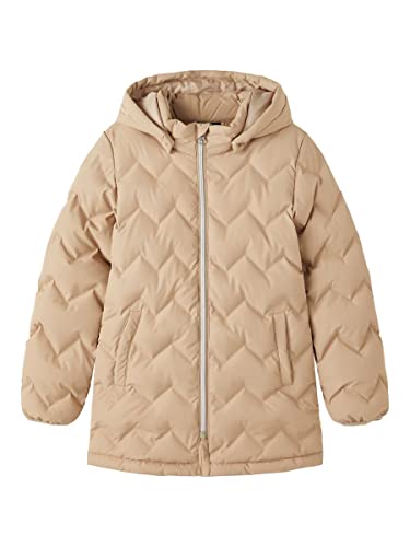 NAME IT Girl's NKFMALENE Puffer Jacket Camp Jacke, Silver Mink, 122, silver mink, 122 cm