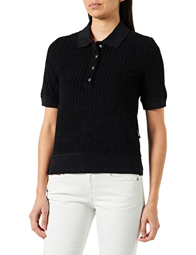 Love Moschino Damska bluza o regularnym kroju z krótkim rękawem, czarna, 46, czarny