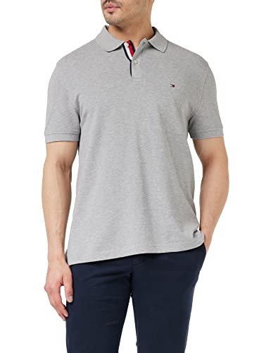 Tommy Hilfiger Męska koszulka polo RWB z listwą taśmową S/S, jasnoszary wrzos, L