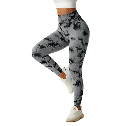 EULLA Leggins Joga Kobieta Spodnie Sportowe Joga Kobiety Legginsy Damskie Fitness Miękkie Elastyczne, 03 Czarny Szary, M