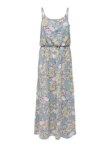 ONLY Damska sukienka ONLWINNER S/L Maxi Dress NOOS PTM, Stone Blue/AOP:Tea Floral, 38, Stone Blue/Aop:tea Floral, 38