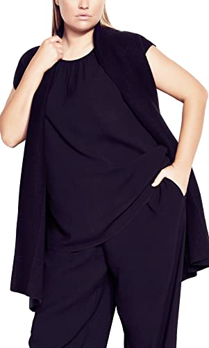 CITY CHIC Damska koszula plus size z marszczonym dekoltem, Czarny, 40-Du?e rozmiary