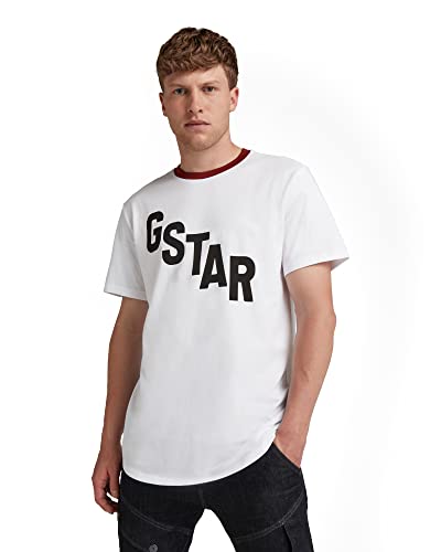 G-STAR RAW Męski T-shirt Lash Sports Graphic Relaxed, biały (White 336-110), XS