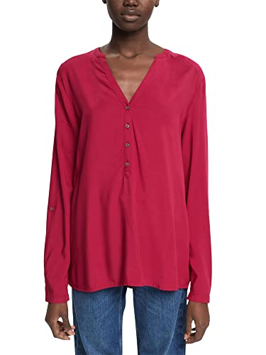ESPRIT Bluzka w stylu Henley, LENZING™ ECOVERO, wi?niowy, S