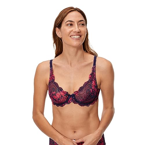 Playtex damski biustonosz z fiszbinami z koronkową elegancją, idealne wsparcie x1, Różowa Dhalia, 90B