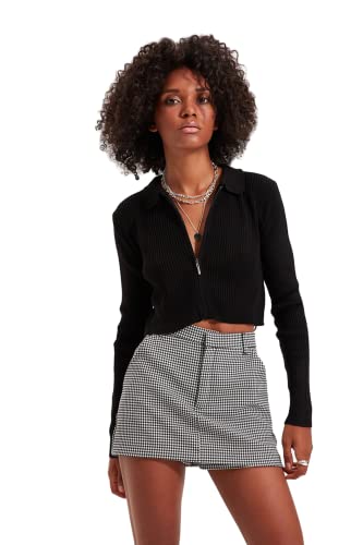 Trendyol Damski kardigan slim basic polo z dzianiny, Czarny, L