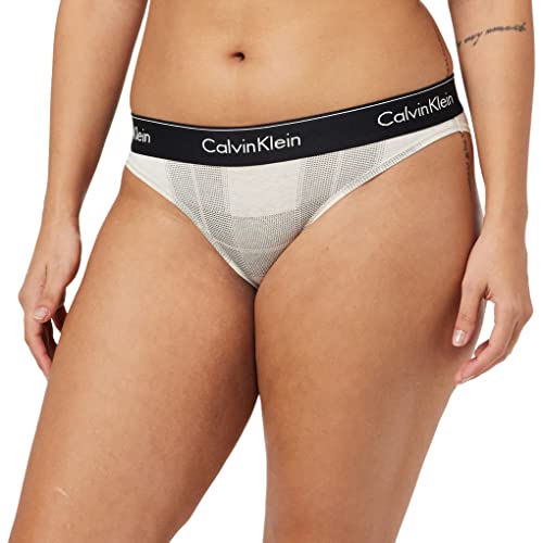 Calvin Klein Bielizna damska stringi, Teksturowana pled_płatki owsiane, XS