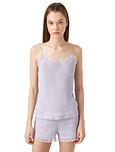 Koton Damski tank top z koronką, Lilac (365), S