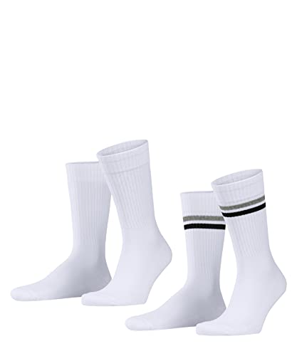 ESPRIT Mężczyźni Skarpety Tennis Stripe 2-Pack M SO Trwała Organiczna Bawełna z wzorem 2 Pak, Biały (White-Mix 2020), 43-46