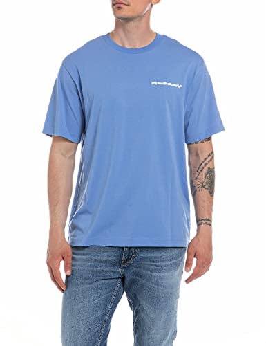 Replay T-shirt męski z krótkim rękawem z dżerseju, 961 Sky Blue, XXL