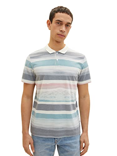 TOM TAILOR Męska koszulka polo, 1035558, 31511-Water Color Stripes Bege, XL, 31511 - Water Color Stripes Beige Base, XL