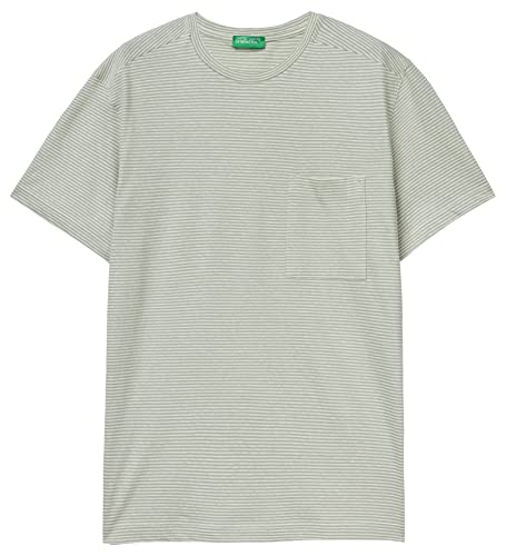 United Colors of Benetton T-shirt męski, Zielony Aqua wzór w paski 72n, XL