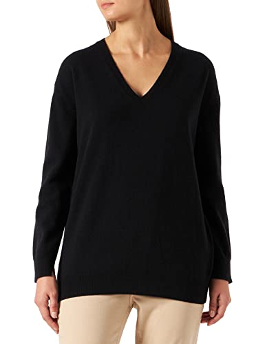 Blauer Damski sweter z dzianiny z dekoltem w serek, 999 czarny, 36