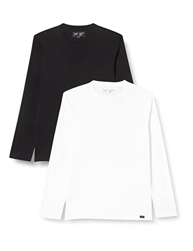 Lee Koszulka męska Twin Pack Crew, czarny biały, M
