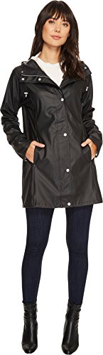 Ilse Jacobsen HornbÆK | RAIN87 | lekki płaszcz damski | kurtka przeciwdeszczowa z kapturem i regulowanymi rękawami | poliester z gumową powłoką | wodoszczelna, wiatroszczelna |, czarny, 44 EU