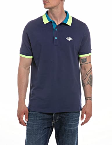 Replay Męska koszulka polo z krótkim rękawem ze stretchem, 880 Navy Blue, XL