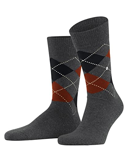 Burlington Męska Tweed Argyle zrównoważona bawełna półwysoka z wzorem w kratkę 1 para skarpet, czarny (New Charcoal Mel. 3971), 40-46