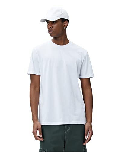 Koton Męski T-shirt Basic Crew Neck Short Sleeve, biały (000), XXL