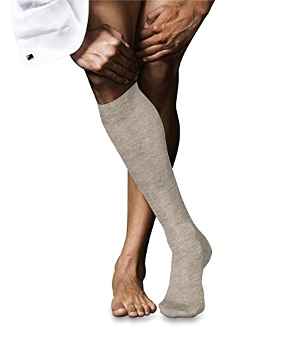 FALKE Mężczyźni Podkolanówki No. 9 M KH Czysta Bawełna Fil d'Ecosse długie jednokolorowe 1 Para, Beżowy (Wheat Melange 4087), 39-40