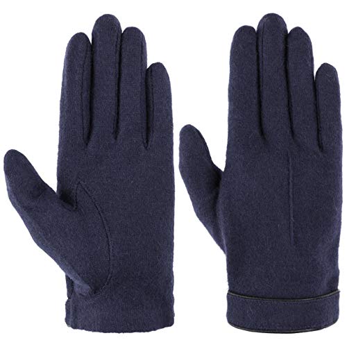 Roeckl Męskie skórzane rękawiczki Piping Touch, granatowe, 7,5, morski, 7.5