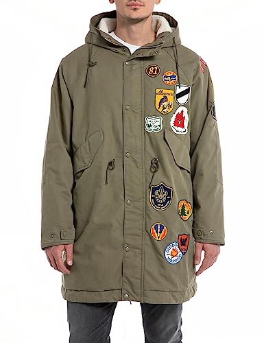 Replay parka męska relaxed fit, 235 wojskowa zieleń, S