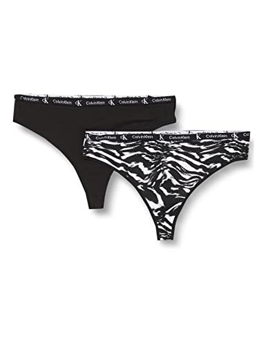 Calvin Klein Stringi damskie, Czarny / Tygrys Nadruk, S
