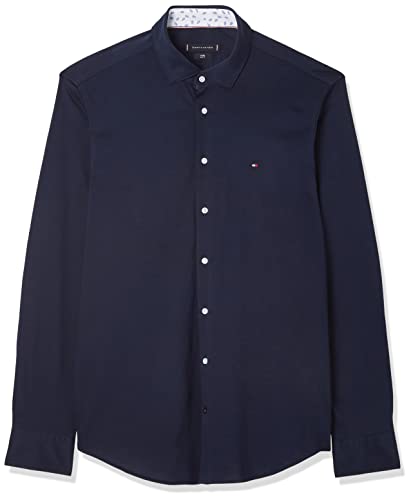Tommy Hilfiger Męska sukienka koszulowa z dżerseju Cl Solid Sf, granatowa irys, R38, Navy Iris, 48