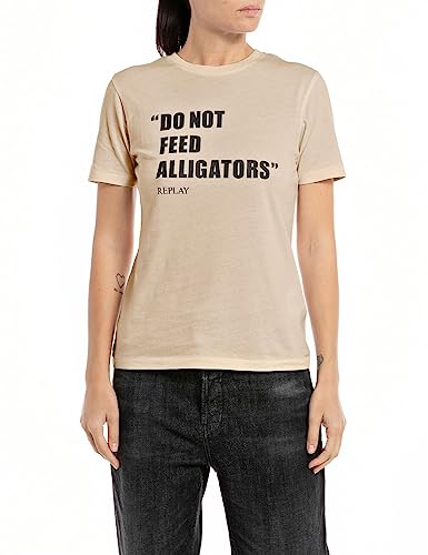 Replay T-shirt damski, 803 Light Taupe, S