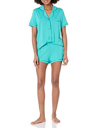 Cosabella Bella Short Sleeve Top & Boxer zestaw piżamowy (2 sztuki), Morze Andamanskie/Morze Andamanskie, S