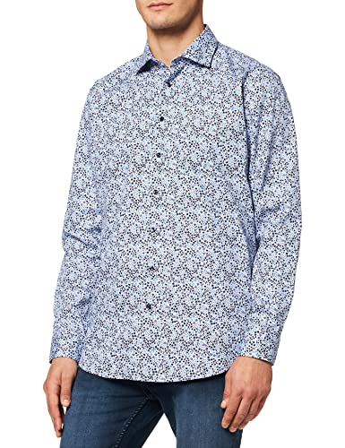 Seidensticker Męska koszula biznesowa, bez prasowania, o prostym kroju, krój regular fit, długi rękaw, kołnierz Kent, 100% bawełna, jasnoniebieski, 38