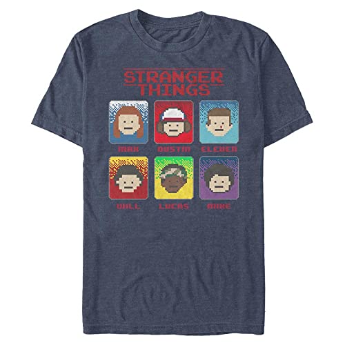 Stranger Things Męski t-shirt 8-bitowy Stranger Short Sleeve Vintage Heather Navy, XXL, granatowy w stylu vintage, XXL
