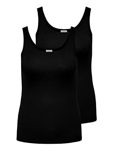 ONLY Damski tank top Cartime, 2 sztuki, czarny/opakowanie: w., Czarny/opakowanie: W. Black, XL