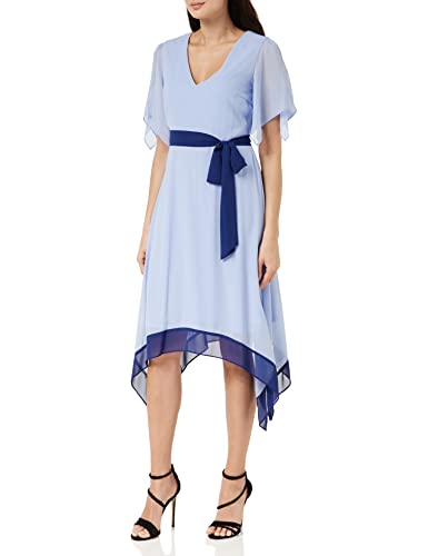Gina Bacconi Damska dwukolorowa sukienka z chusteczką Hmc z krawatem koktajl, nordycki niebieski, 20, Nordycki błękit, 46