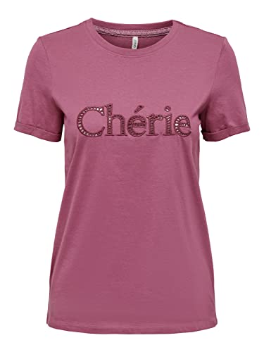 ONLY Damskie Onlhunie REG S/S FOLD-UP Box JRS Top, Rose Wine/Print:Cherie, S, Rose Wine/Print:Cherie, S