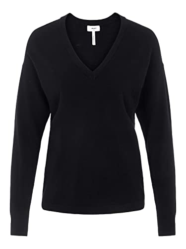 Object Collectors Item Damski sweter OBJTHESS L/S z dekoltem w serek dzianinowy sweter NOOS, czarny, L