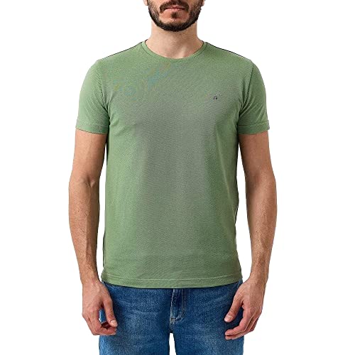 GANT Męski t-shirt Slim Pique SS, zielony (Kalamata Green), standardowy, Kalamata Green, S