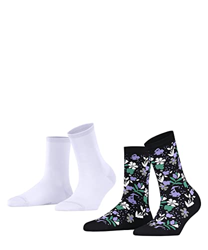 ESPRIT Kobiety Krótkie skarpety Fresh Summer Flower 2-Pack W SSO Wiskoza z wzorem 2 Pak, Wielokolorowy (Sortiment 0050), 39-42