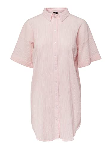 PIECES Damska bluzka Pcterra Ss Long Shirt Bc, Begonia Pink, XS