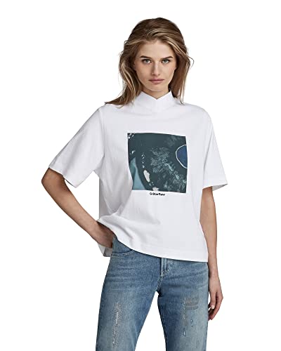 G-STAR RAW Damski top Eye Dye Boxy Mock z dekoltem w serek, Biały (White D23092-c336-110), M